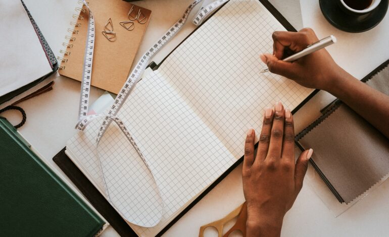 Woman planning on a notebook